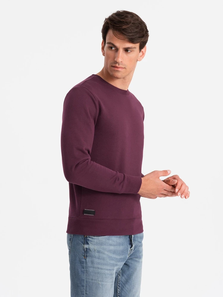 Vyriški BASIC medvilnės netamprus džemperis - bordo V3 OM 0159