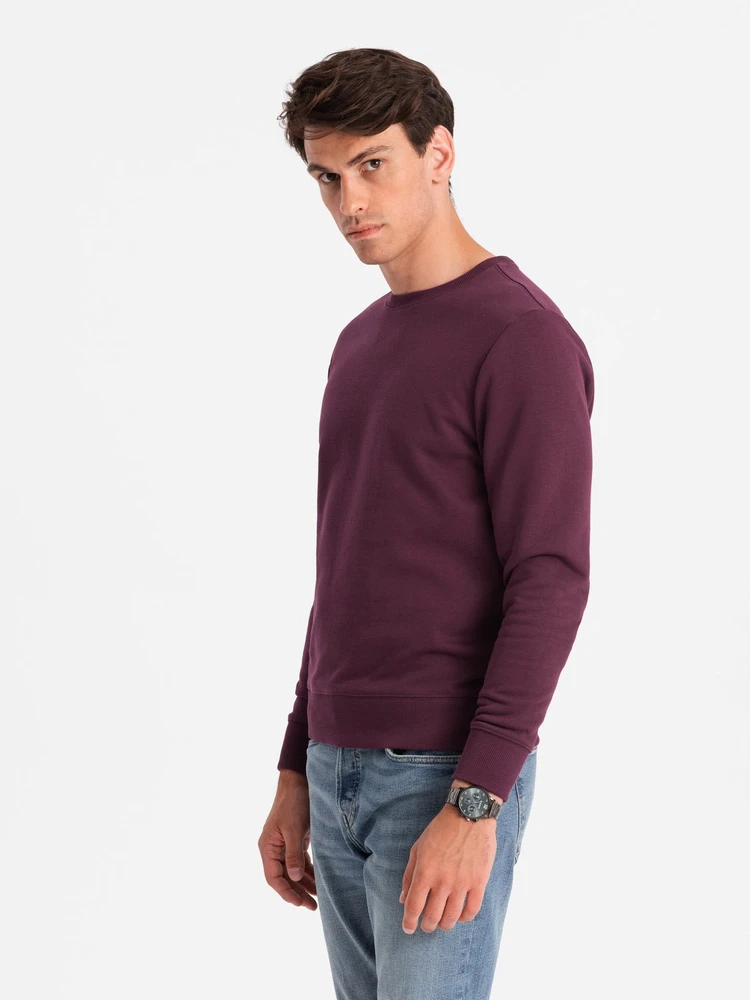 Vyriški BASIC medvilnės netamprus džemperis - bordo V3 OM 0159