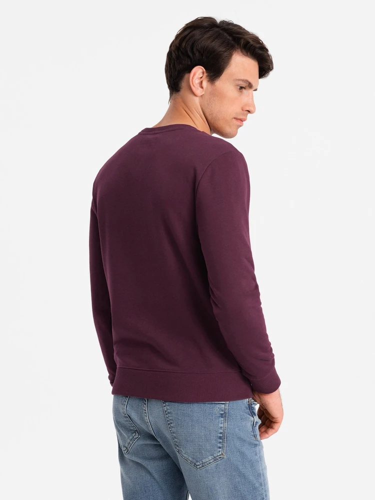 Vyriški BASIC medvilnės netamprus džemperis - bordo V3 OM 0159