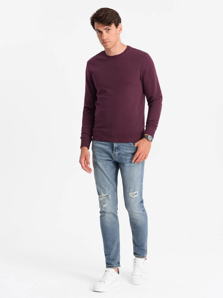 Vyriški BASIC medvilnės netamprus džemperis - bordo V3 OM 0159