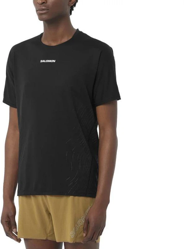 Vyriški bėgimo marškinėliai Salomon Sense Aero SS Tee Gfx M LC2699800, juodi, 2XL