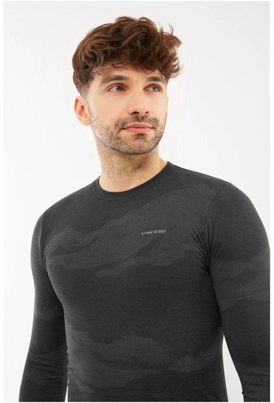 VIKING Gasher Man Longsleeve Merino men's underwear, dydis M, juodas
