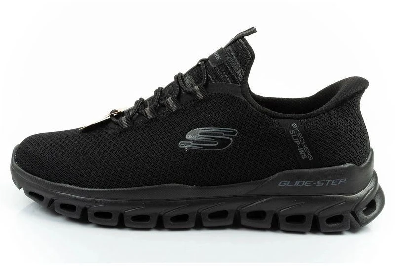 Vyriški kedai Skechers Glide-Step patogūs, lengvi, lengvai įsispiriami, juodi