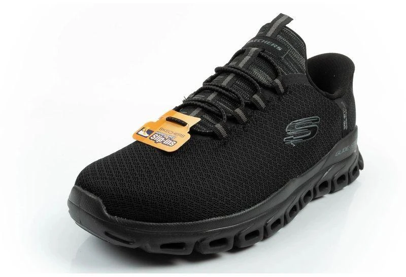 Vyriški kedai Skechers Glide-Step patogūs, lengvi, lengvai įsispiriami, juodi