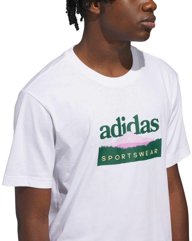 Vyriški marškinėliai adidas Sportsman Mountain Graphic, balti, KC9254