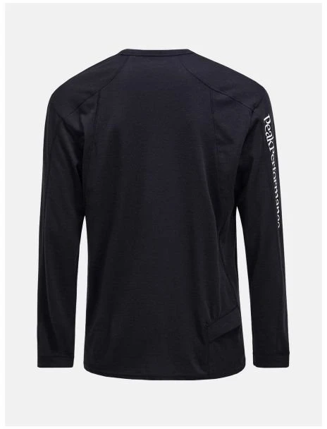 Vyriški marškinėliai ilgomis rankovėmis Peak Performance M Trail Wool Blend, juodi