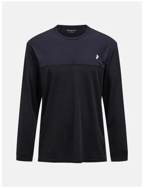 Vyriški marškinėliai ilgomis rankovėmis Peak Performance M Trail Wool Blend, juodi