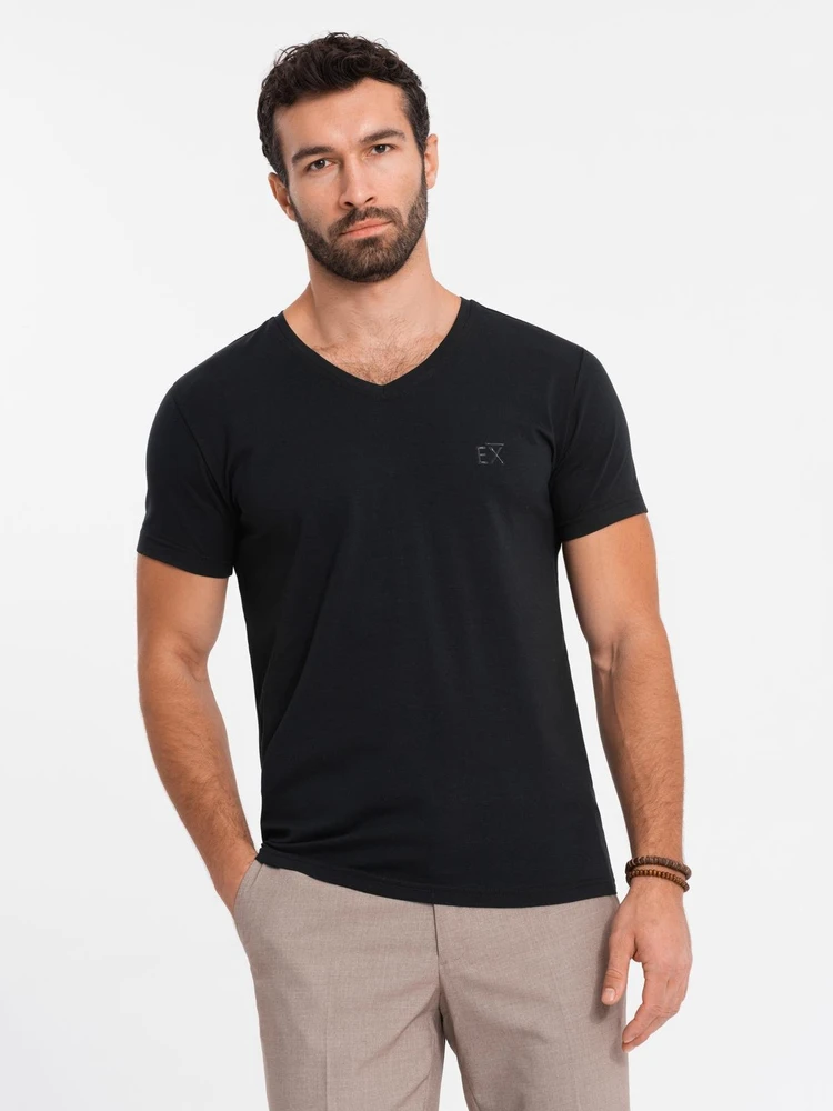 Vyriški marškinėliai SLIM FIT su apvalia iškirpte ir logotipu