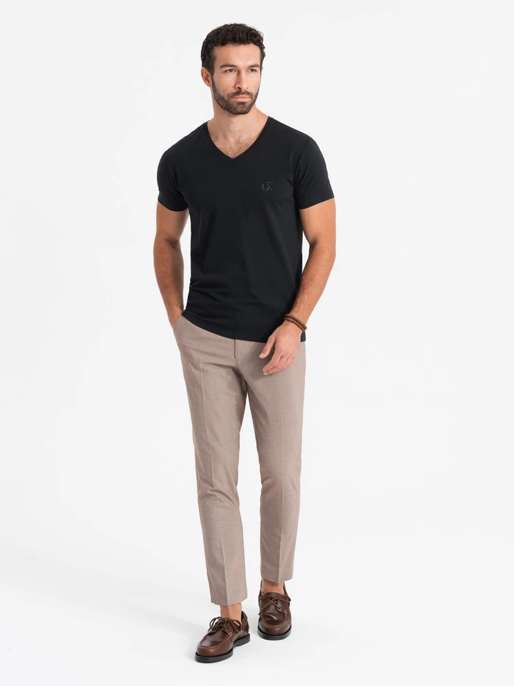 Vyriški marškinėliai SLIM FIT su apvalia iškirpte ir logotipu