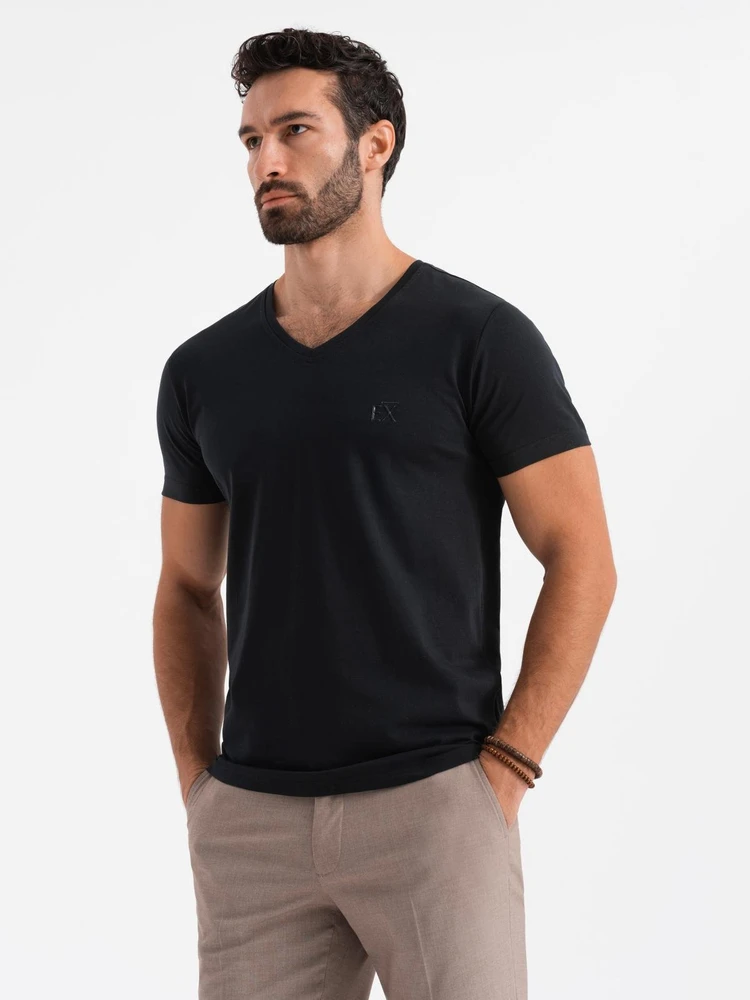Vyriški marškinėliai SLIM FIT su apvalia iškirpte ir logotipu