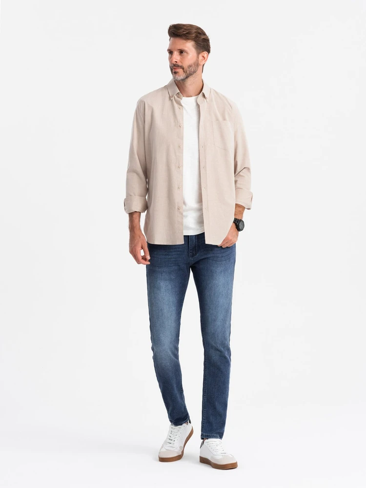 Vyriški mėlyni slim fit džinsai su elastanu