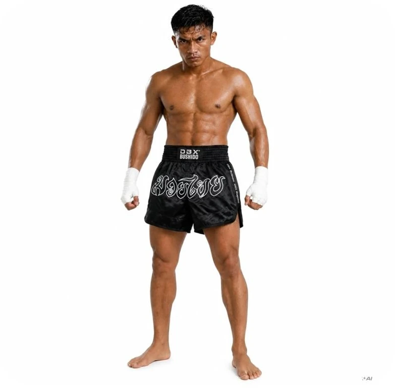 Vyriški Muay Thai šortai DBX Bushido V2 Combatwear, juodi