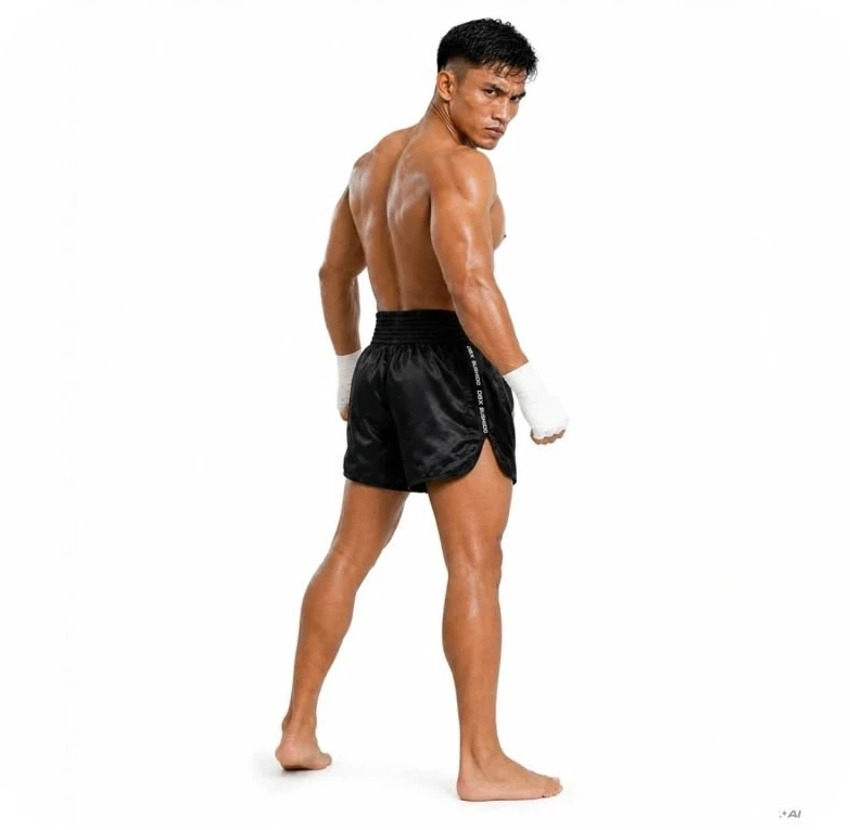 Vyriški Muay Thai šortai DBX Bushido V2 Combatwear, juodi