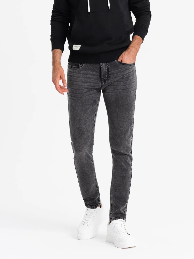 Vyriški pilki slim fit džinsai su elastanu