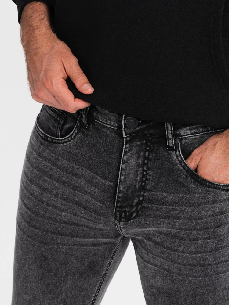 Vyriški pilki slim fit džinsai su elastanu