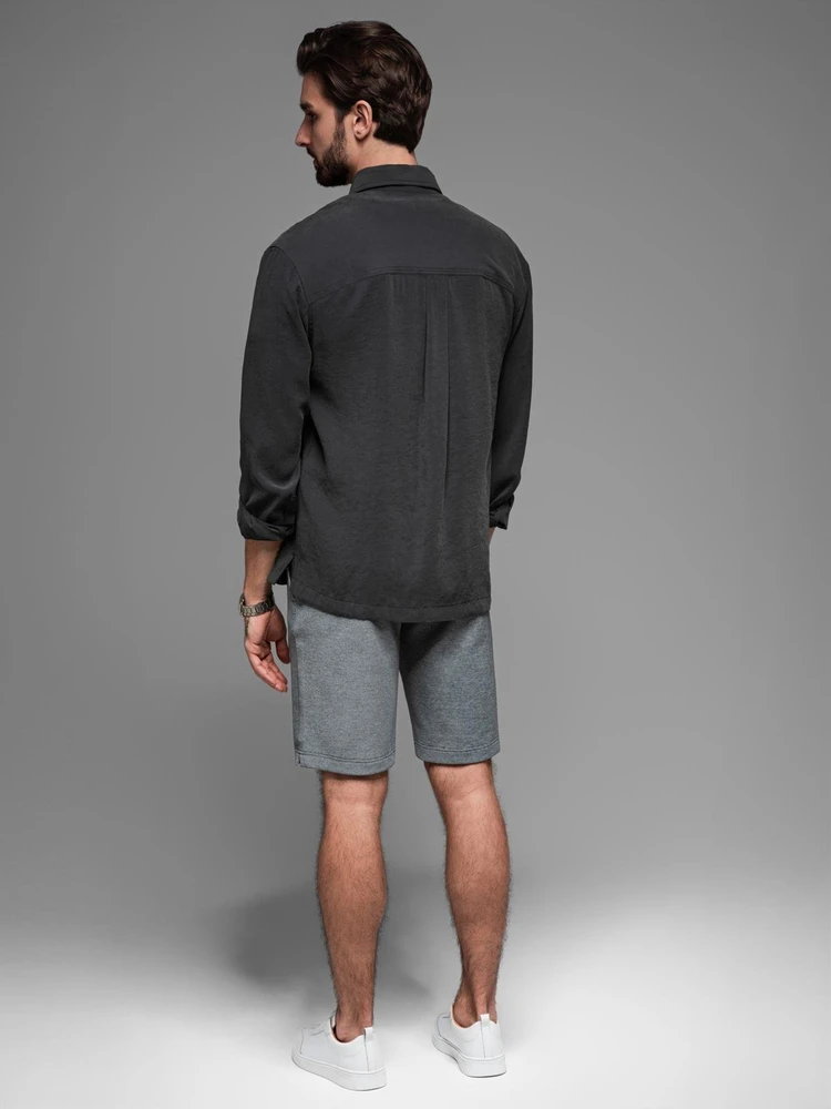 Vyriški pilki slim fit šortai iki kelių