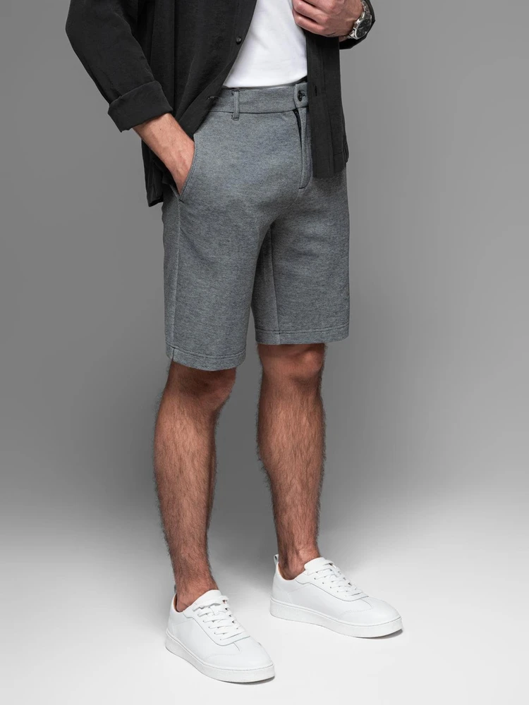 Vyriški pilki slim fit šortai iki kelių
