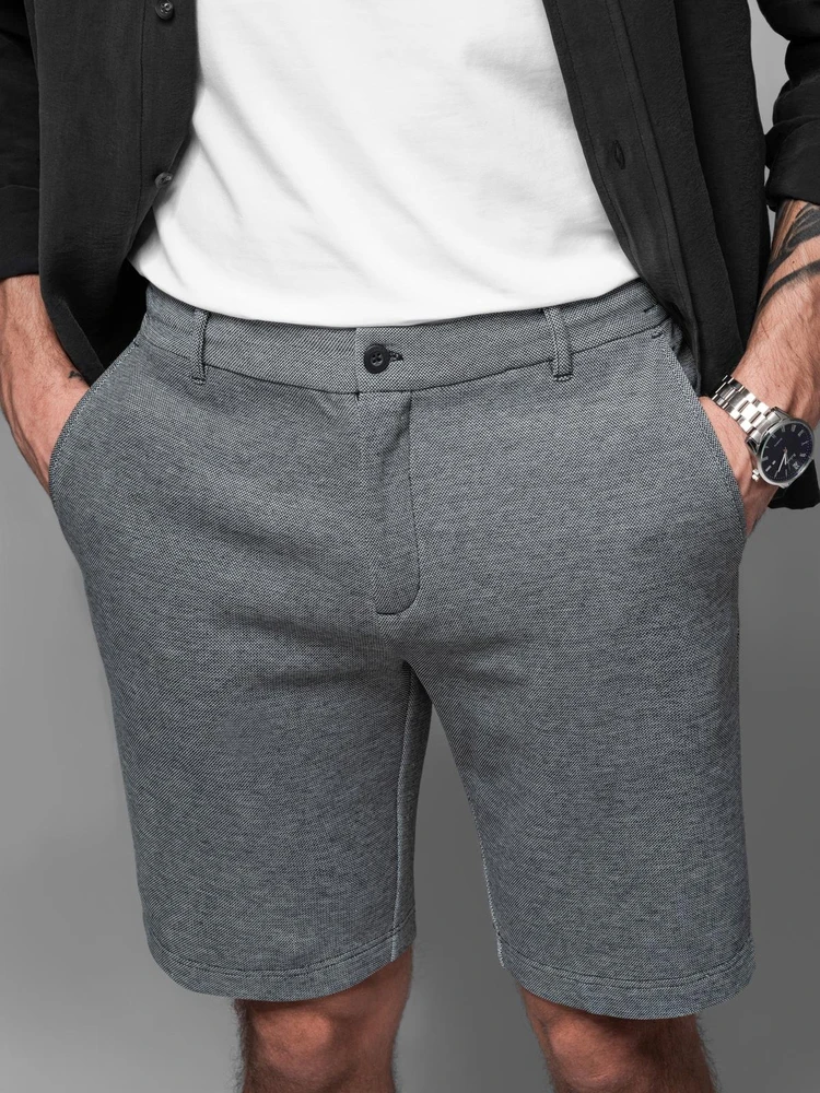 Vyriški pilki slim fit šortai iki kelių