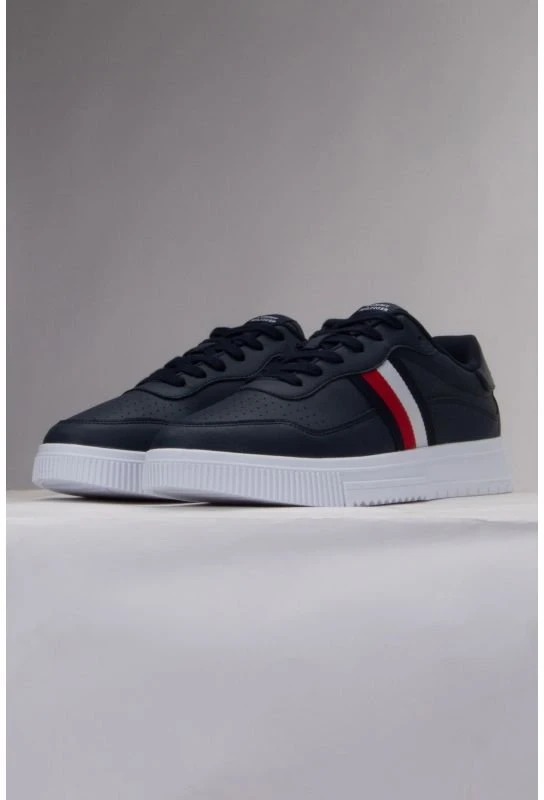 Vyriški sportbačiai Tommy Hilfiger Supercup Leather Stripes, tamsiai mėlyni