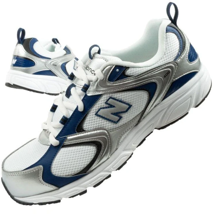 Vyriški sportiniai bateliai New Balance 408, madingi, patogūs, balti su sidabrinėmis detalėmis