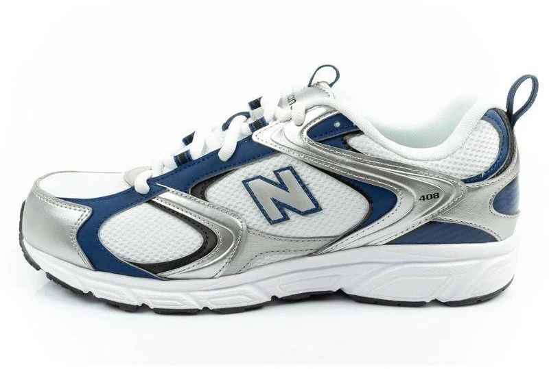 Vyriški sportiniai bateliai New Balance 408, madingi, patogūs, balti su sidabrinėmis detalėmis