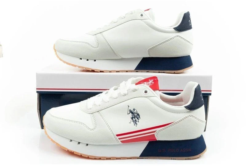 Vyriški stilingi ir patogūs US Polo Assn sportiniai bateliai, balti