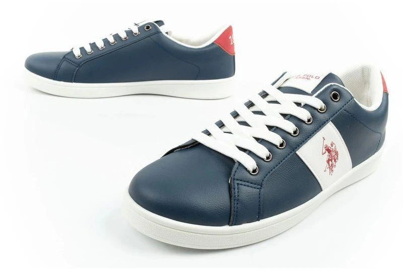 Vyriški stilingi ir patogūs US Polo Assn. laisvalaikio bateliai (sportbačiai), tamsiai mėlyni