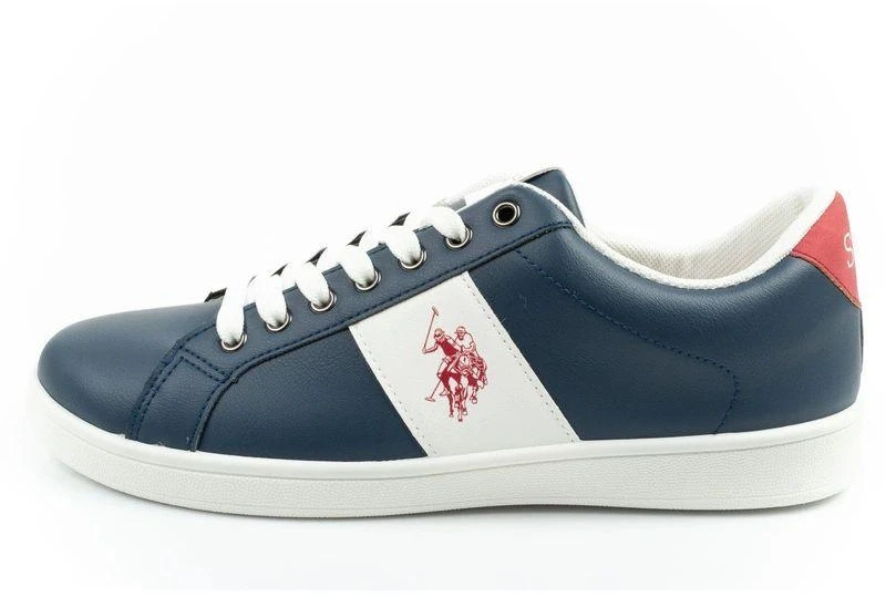 Vyriški stilingi ir patogūs US Polo Assn. laisvalaikio bateliai (sportbačiai), tamsiai mėlyni