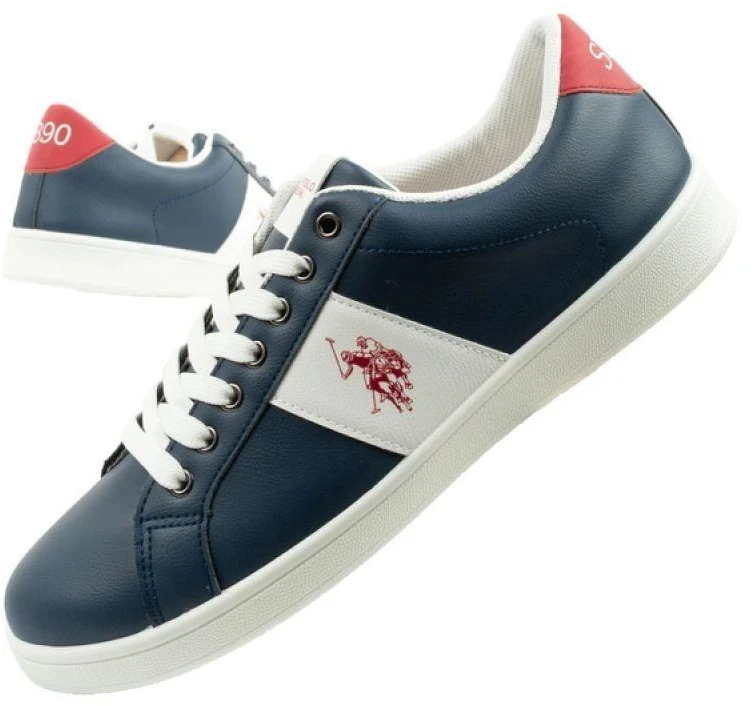 Vyriški stilingi ir patogūs US Polo Assn. laisvalaikio bateliai (sportbačiai), tamsiai mėlyni