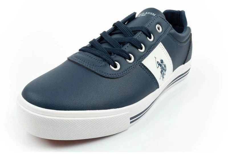 Vyriški stilingi ir patogūs US Polo Assn. laisvalaikio bateliai (sportbačiai), tamsiai mėlyni