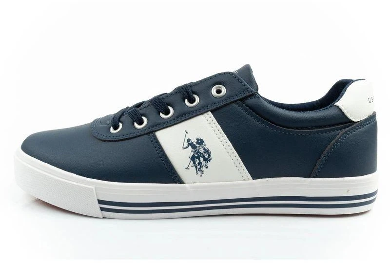 Vyriški stilingi ir patogūs US Polo Assn. laisvalaikio bateliai (sportbačiai), tamsiai mėlyni