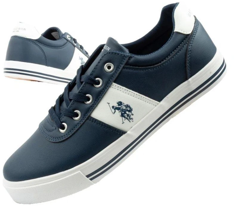 Vyriški stilingi ir patogūs US Polo Assn. laisvalaikio bateliai (sportbačiai), tamsiai mėlyni