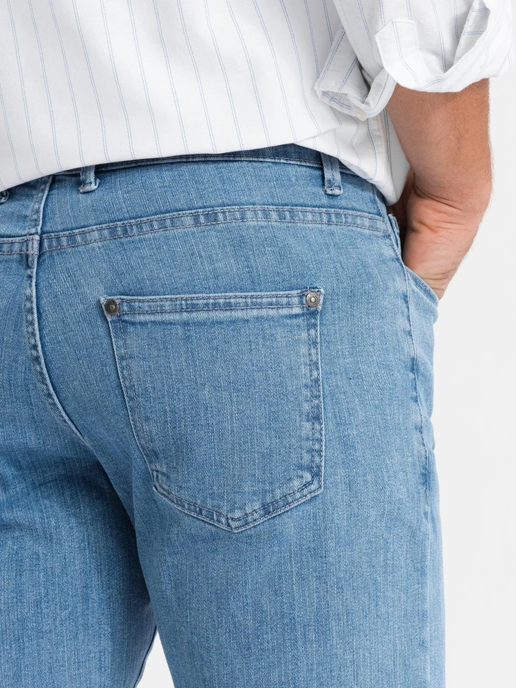 Vyriški šviesiai mėlyni slim fit džinsai su elastanu