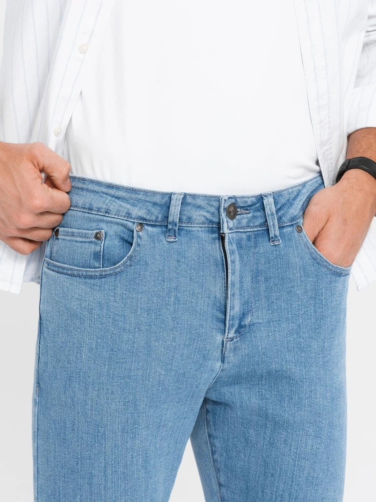 Vyriški šviesiai mėlyni slim fit džinsai su elastanu