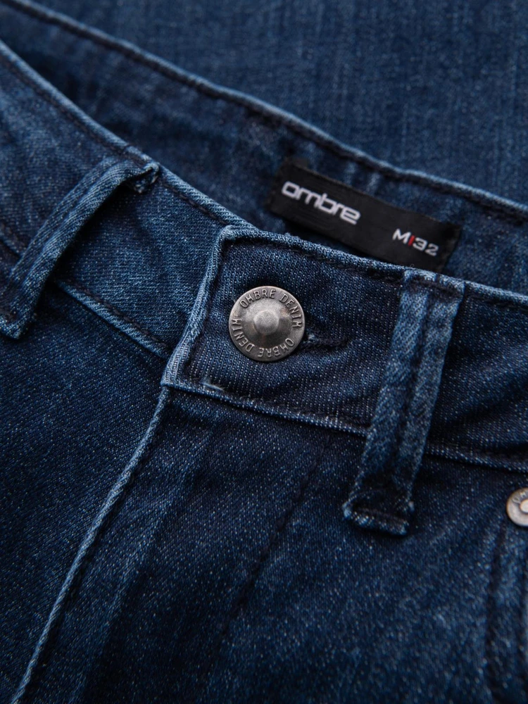 Vyriški tamsiai mėlyni slim fit džinsai su elastanu