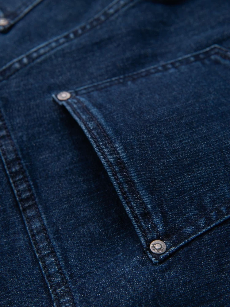 Vyriški tamsiai mėlyni slim fit džinsai su elastanu