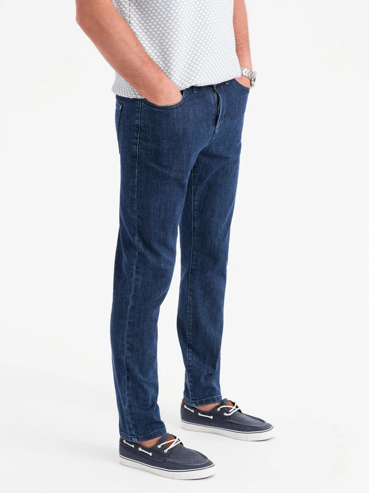 Vyriški tamsiai mėlyni slim fit džinsai su elastanu