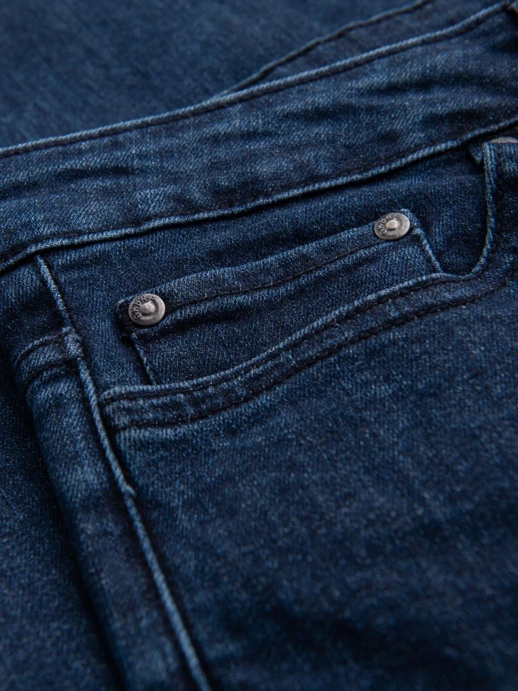 Vyriški tamsiai mėlyni slim fit džinsai su elastanu
