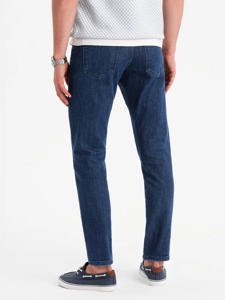 Vyriški tamsiai mėlyni slim fit džinsai su elastanu