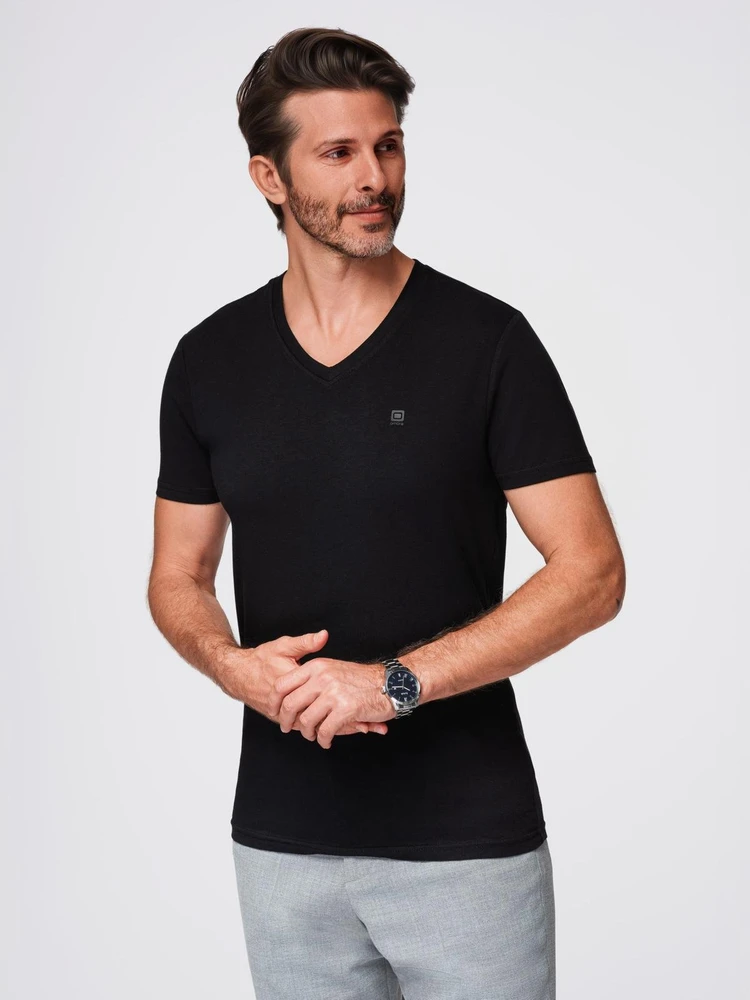 Vyriški V-NECK marškinėliai su elastanu - juodi