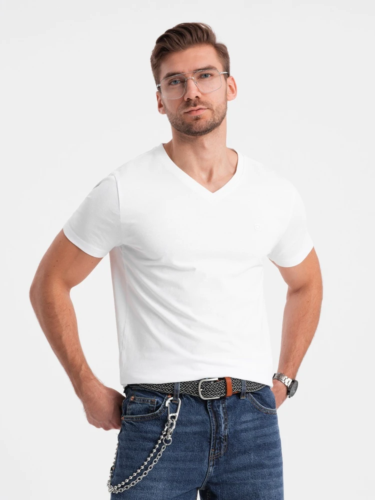 Vyriški V-NECK marškinėliai su elastanu - balti