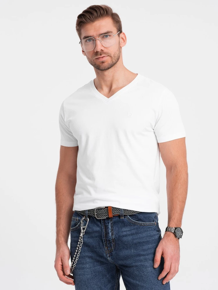 Vyriški V-NECK marškinėliai su elastanu - balti