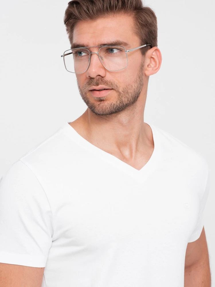 Vyriški V-NECK marškinėliai su elastanu - balti