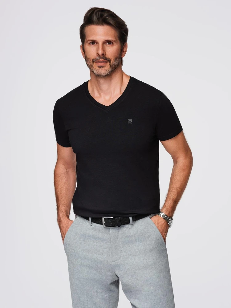 Vyriški V-NECK marškinėliai su elastanu - juodi