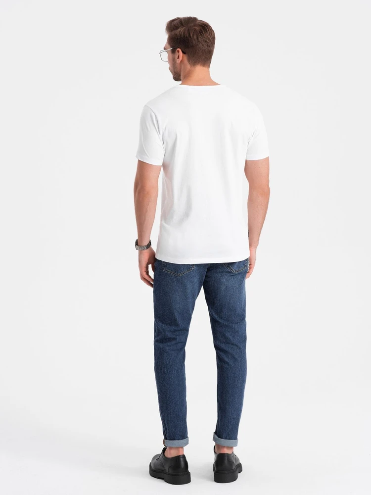 Vyriški V-NECK marškinėliai su elastanu - balti