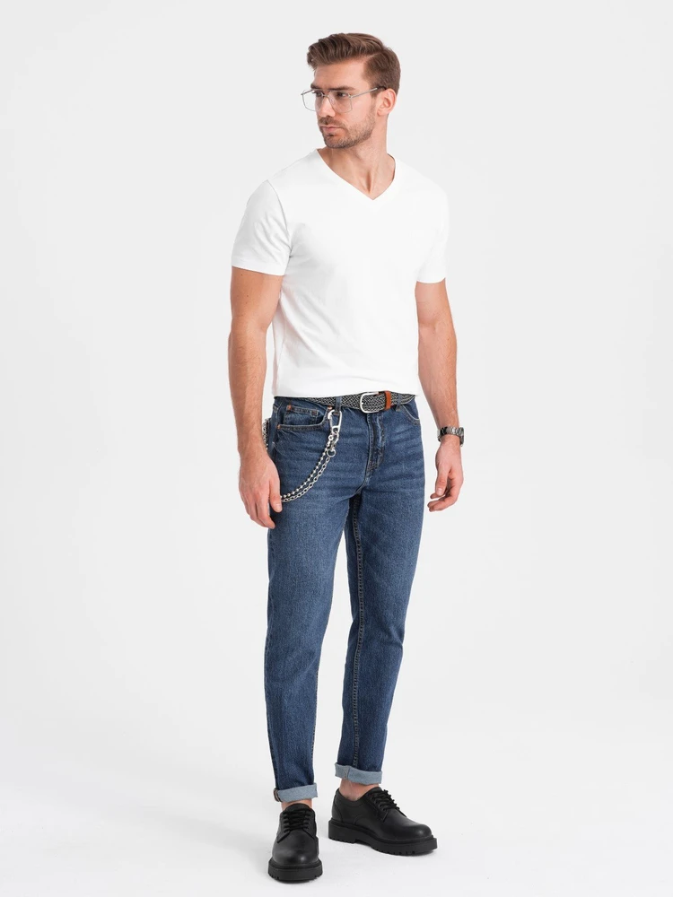 Vyriški V-NECK marškinėliai su elastanu - balti