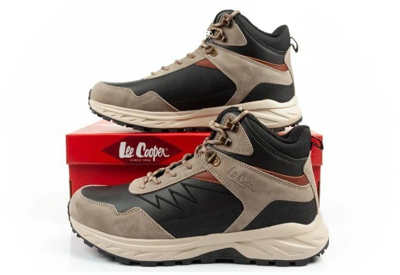 Vyriški žieminiai Lee Cooper žygio batai su pašiltinimu, aukštu aulku, smėlio ir juodos spalvos