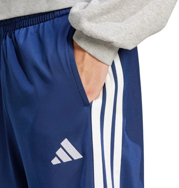 Vyriškos adidas 3-juostelių trikotažinės kelnės su atviru kraštu, klasikinis kirpimas, mėlynos JI8803