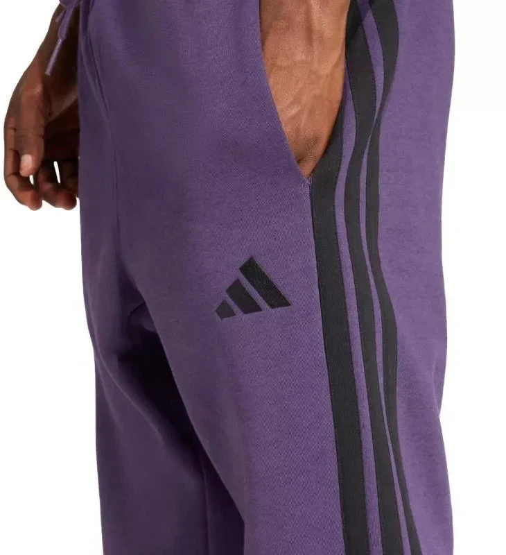 Vyriškos adidas Essentials 3-Stripes fleecinės kelnės violetinės JX0750