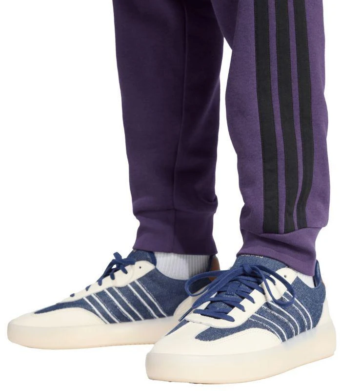 Vyriškos adidas Essentials 3-Stripes fleecinės kelnės violetinės JX0750